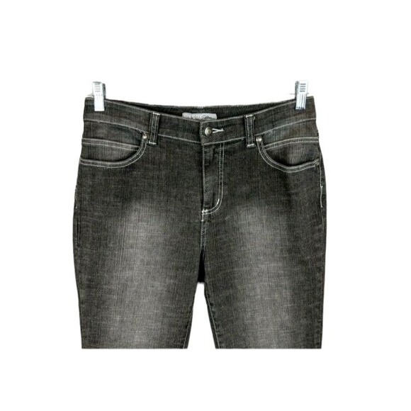 Chico's Platinum Gray Denim Straight Leg Jeans Size 6 (0.5) Embroidered Pockets - Picture 3 of 8